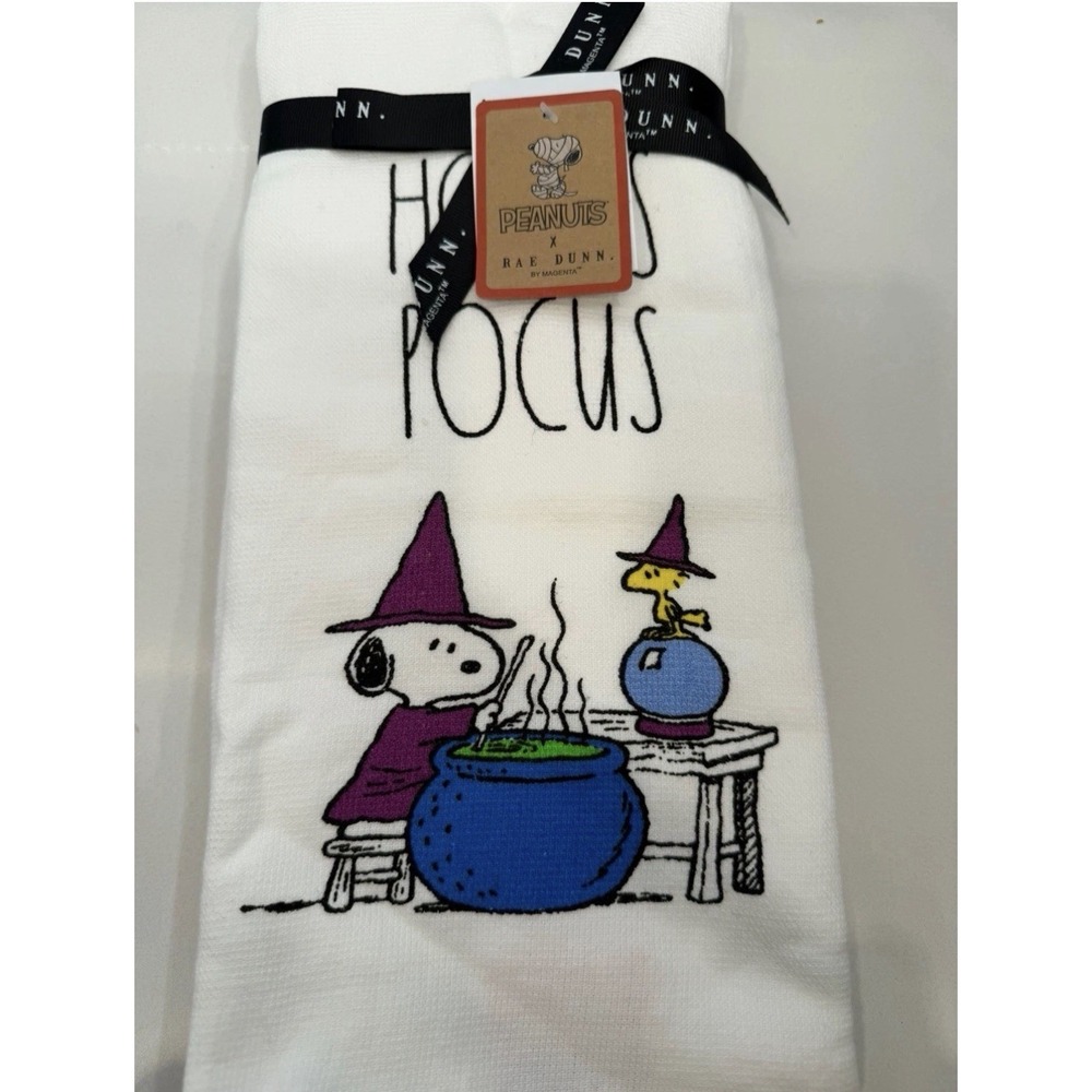 Peanuts New With Tags Rae Dunn 2025 Snoopy Halloween Kitchen Towel‎ Set 18x28